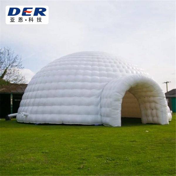 Inflatable frame tent manufactured from weldable PVC fabric