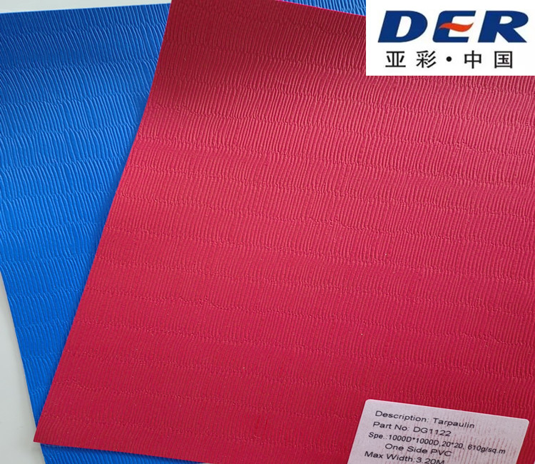 customized embossed PVC coated fabric 3D embossed tarpaulin Straw mat pattern tarp